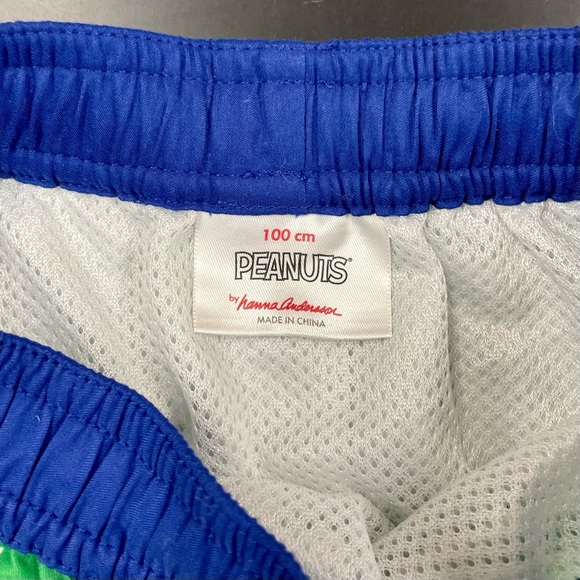 Hanna Andersson Snoopy Swim Trunks Boys 4 100 cm Peanuts Green Bathing Suit Pool - Picture 3 of 3
